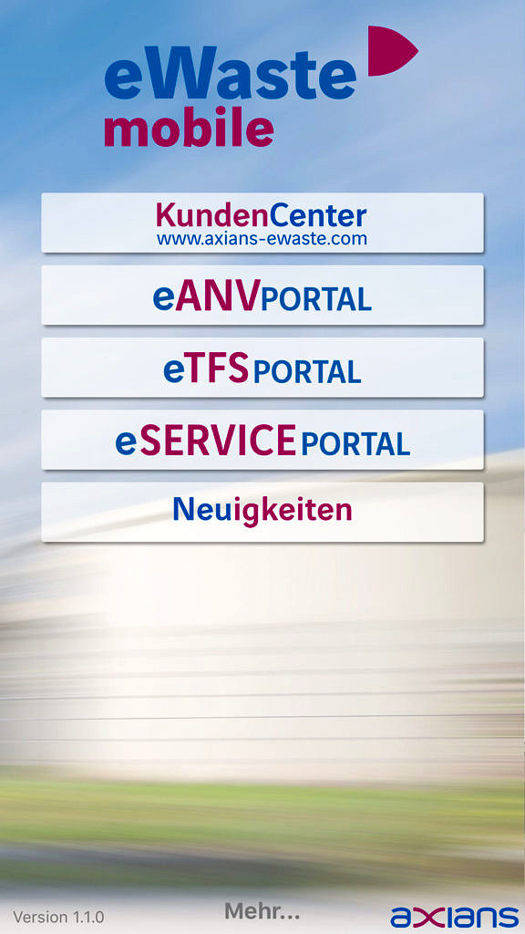 Hauptmenü auf dem iPhone