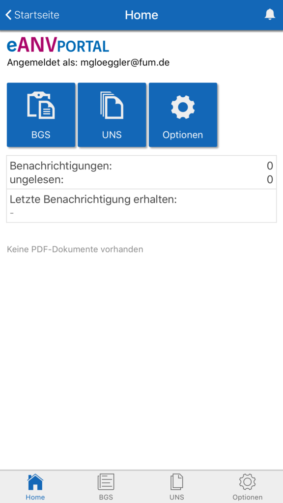Startseite auf dem iPhone
