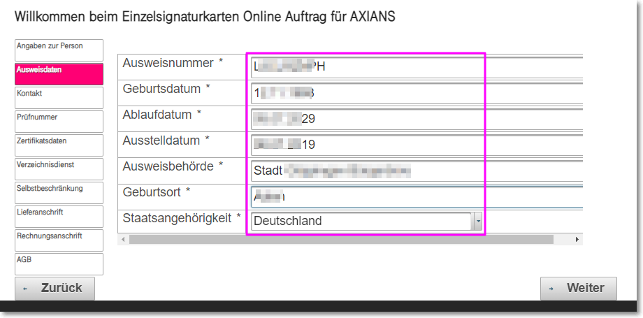 Ausweisdaten